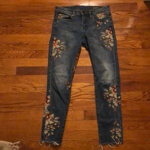Blank Floral Embroidered Denim